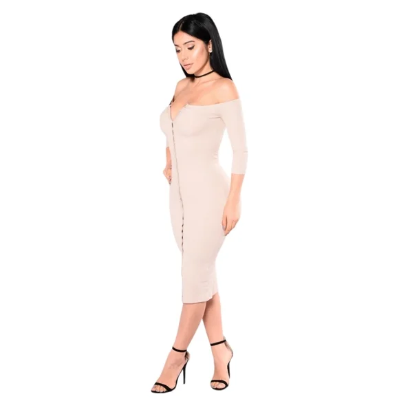 Tan Midi Dress From Fashion Nova - Picture 2 of 8